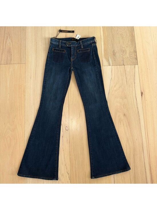 Genetic Denim Denim - Genetic Denim The Adriane Mid-Rise Quilted Bell Jeans Dark Seafoam Size 24 NWT